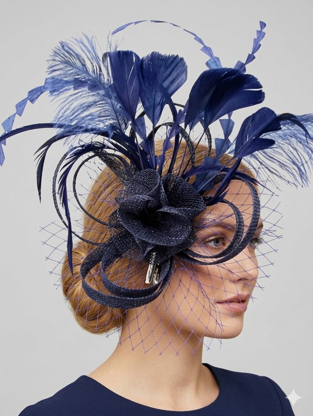 Beloved Millinery Fabulous Feathers Navy Fascinator Tea Races Church Brunch